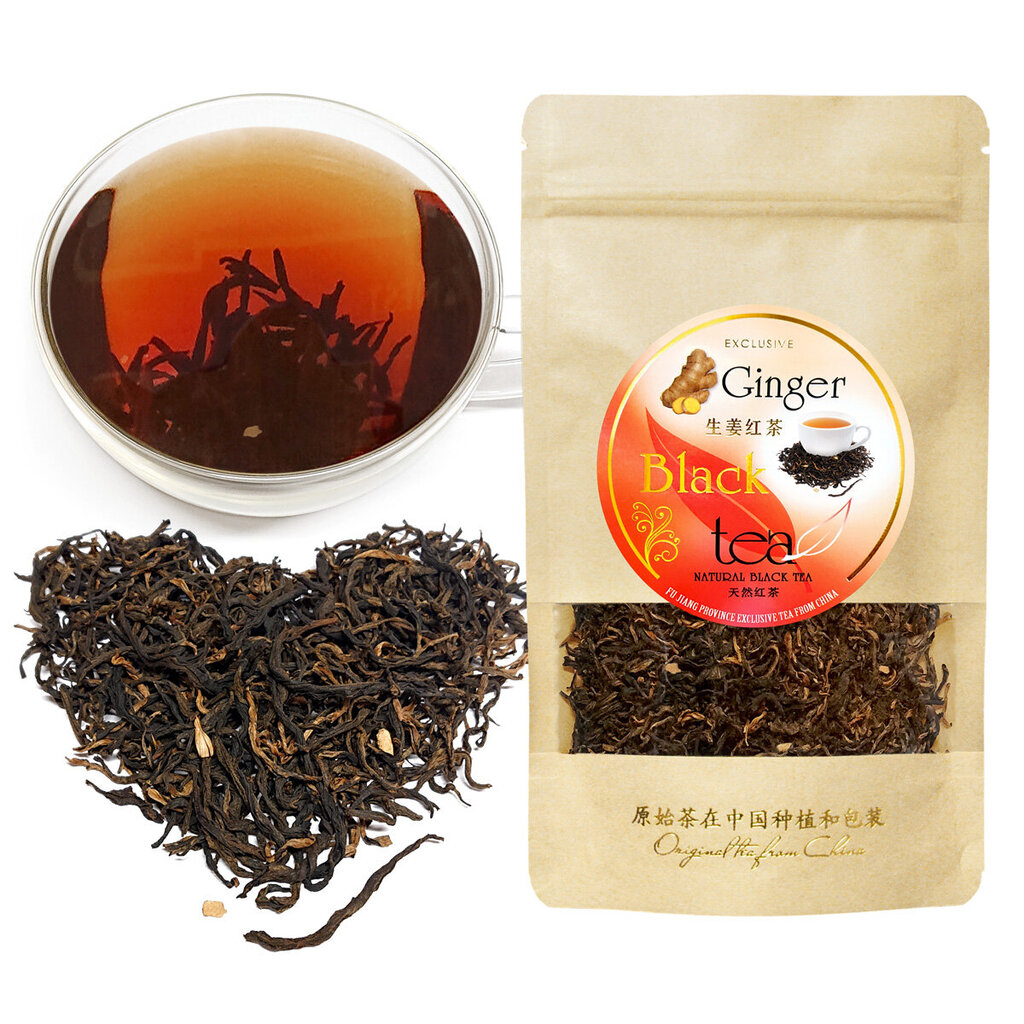 Eksklusiivne Hiina must tee Mao Feng koos tipsi (pungadest) ja loodusliku ingveriga, Ginger Black tea with tips, 50 g hind ja info | Tee | kaup24.ee