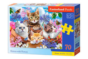 Пазл Castorland Kittens with Flowers, 70 деталей цена и информация | Пазлы | kaup24.ee