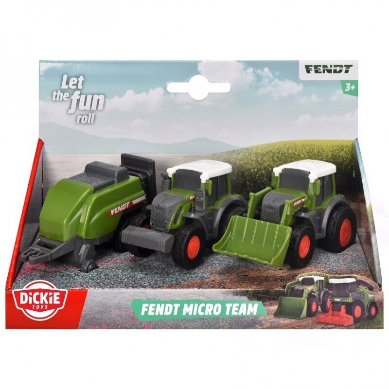 Talukomplekt, 3 sõidukit, traktorid Fendt haagis 9cm hind ja info | Poiste mänguasjad | kaup24.ee