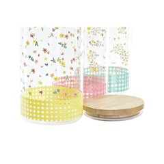 Purk DKD Home Decor Kollane Punane Roheline Bambus Borosilikaatklaas Vichy (1,4 L) (3 Ühikut) цена и информация | Посуда для хранения еды | kaup24.ee