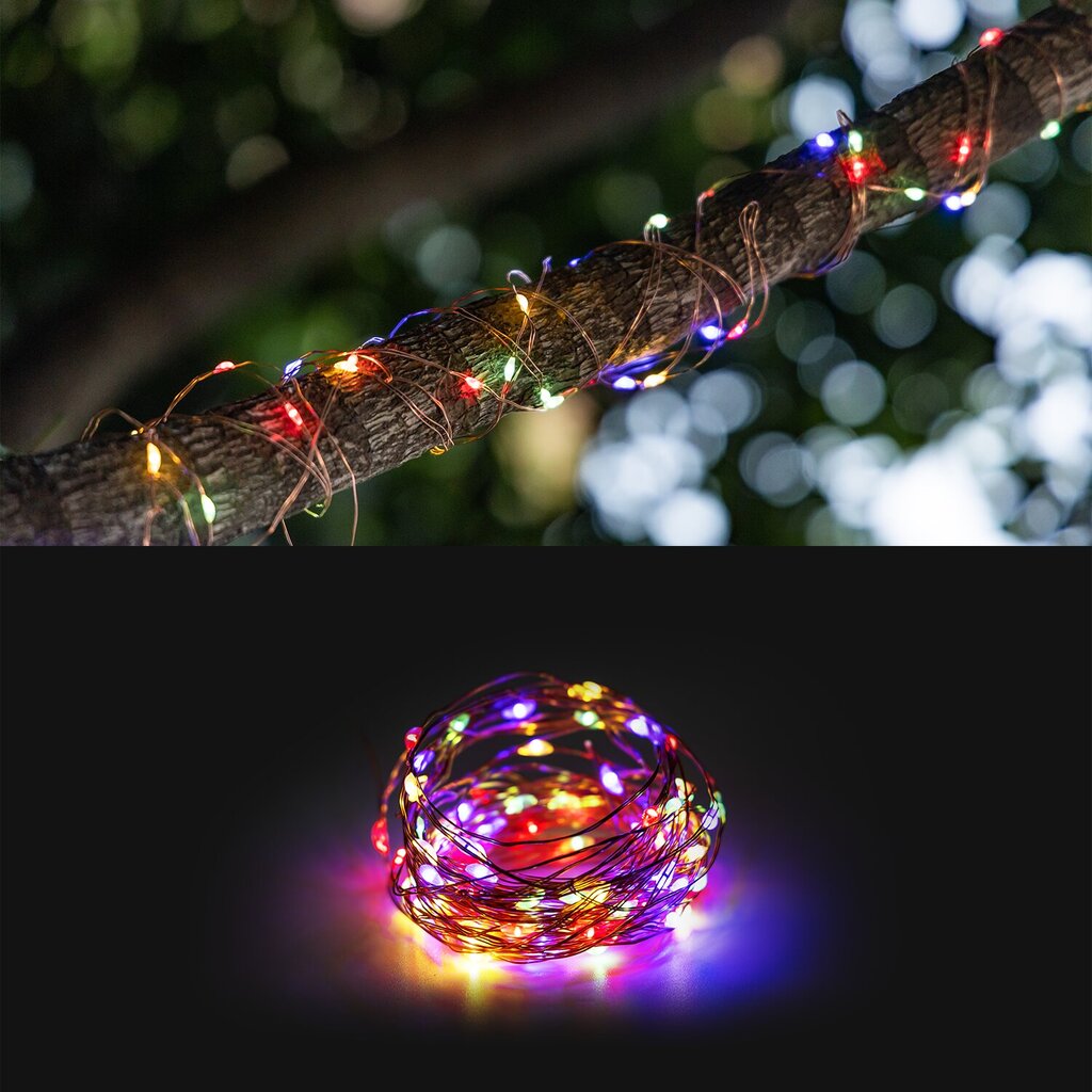 Välitingimustes 100 Led nöör päikesepatareidega, 12 m, IP65 RGBY mitmevärviline, 286651 цена и информация | Jõulutuled | kaup24.ee