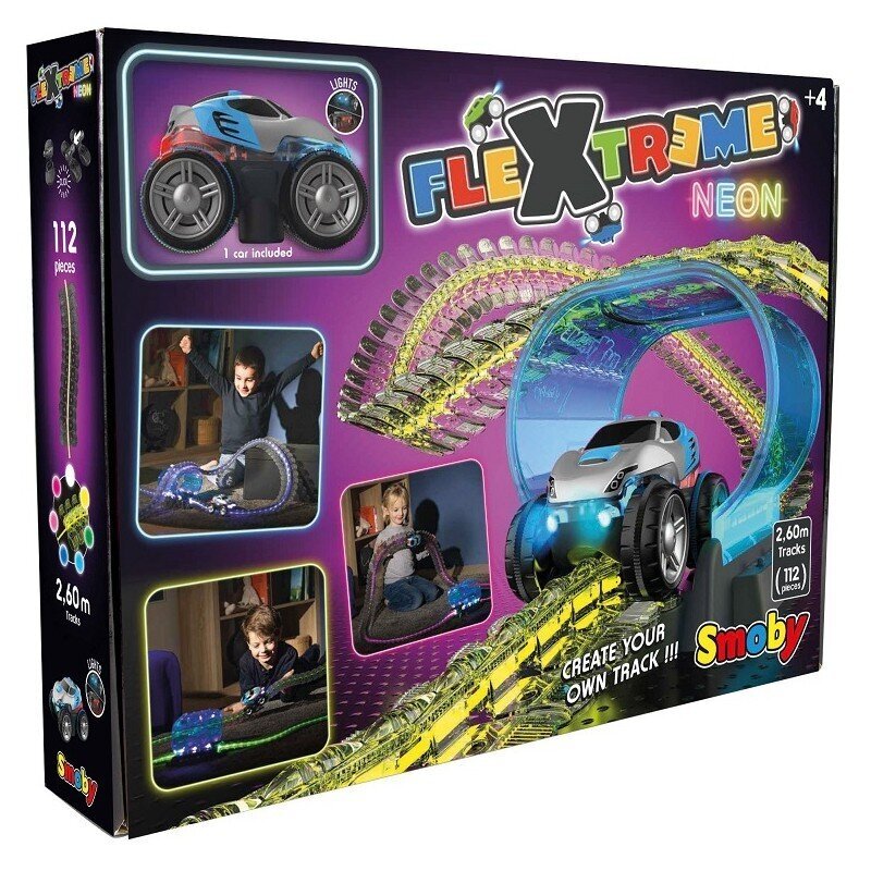 Flextreme neoonautorada koos auto stardikomplektiga hind ja info | Imikute mänguasjad | kaup24.ee