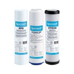 Ecosofti kolmekordne filtrikassettide komplekt, CMV3ECO.Koosneb kolmest kassetist: CPV25105ECO, CRV372510ECO, CHVCB2510ECO. hind ja info | Ecosoft Sanitaartehnika, remont, küte | kaup24.ee