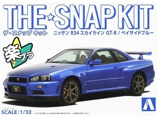 Сборная модель Aoshima - The Snap Kit Nissan R34 Skyline GT-R / Bay Side Blue, 1/32, 06250 цена и информация | Конструкторы и кубики | kaup24.ee