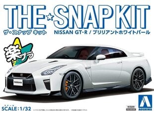 Сборная модель Aoshima - The Snap Kit Nissan GT-R Brilliant White Pearl, 1/32, 05639 цена и информация | Конструкторы и кубики | kaup24.ee