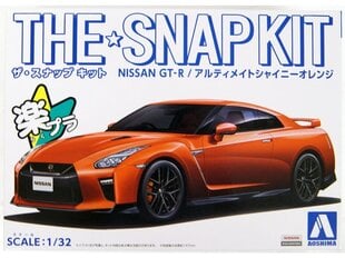 Сборная модель Aoshima - The Snap Kit Nissan GT-R Ultimate Shiny Orange, 1/32, 05638 цена и информация | Конструкторы и кубики | kaup24.ee