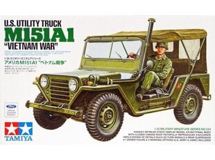 Сборная пластиковая модель Tamiya - U.S. Utility Truck M151A1 «Vietnam War», 1/35, 35334 цена и информация | Конструкторы и кубики | kaup24.ee