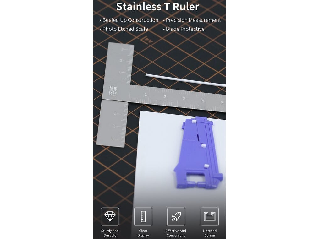 DSPIAE - SST-01 Stainless Steel T-Ruler (Roostevabast terasest T-joonlaud), DS56008 hind ja info | Käsitööriistad | kaup24.ee