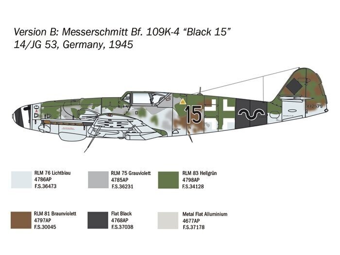 Italeri - Messerschmitt Bf 109 K-4, 1/48, 2805 hind ja info | Klotsid ja konstruktorid | kaup24.ee