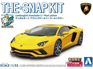 Сборная пластиковая модель Aoshima - The Snap Kit Lamborghini Aventador S Pearl, желтая, 1/32, 06346 цена и информация | Конструкторы и кубики | kaup24.ee