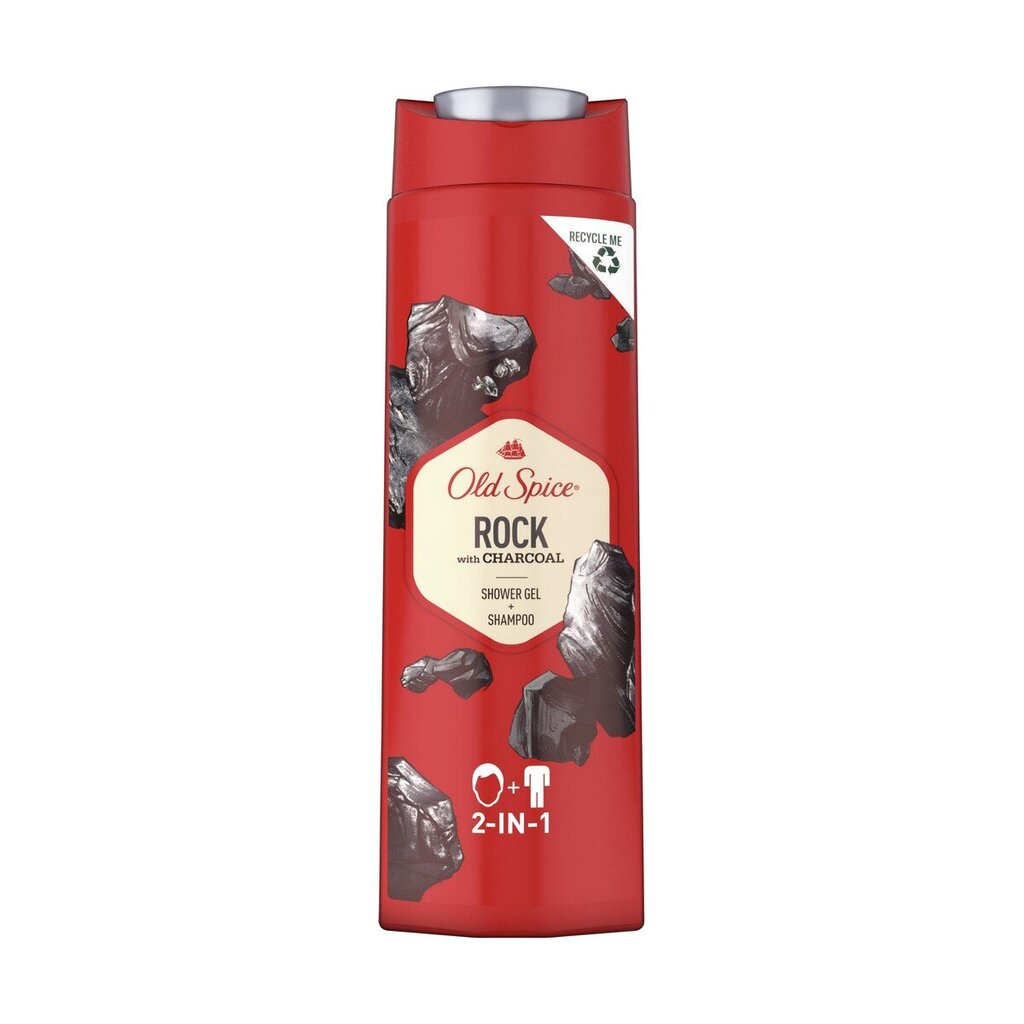 Kaks ühes geel ja šampoon Old Spice Rock With Charcoal (400 ml) hind ja info | Šampoonid | kaup24.ee