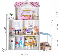 Стильный деревянный большой кукольный дом с мебелью Вилла 9152 цена и информация | Игрушки для девочек | kaup24.ee