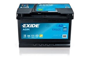 Käivitusaku Exide AGM 62Ah 680A 242x175x190-+ цена и информация | Аккумуляторы | kaup24.ee