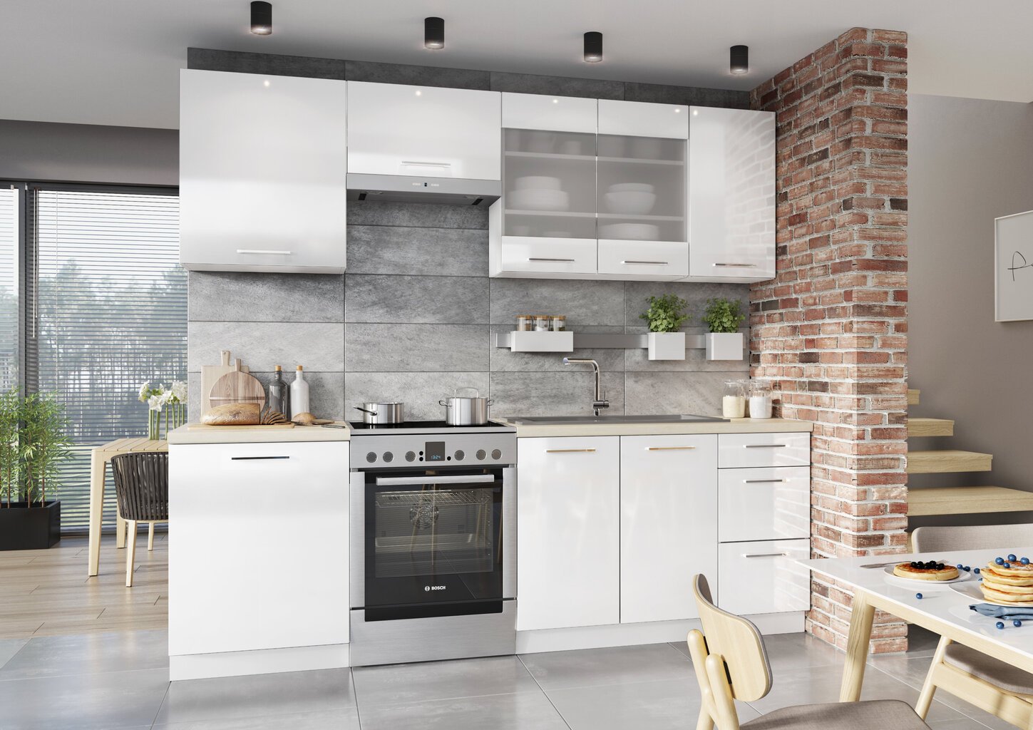 Köögi seinakapp koos klaasiga VITA WS80N, valge hind ja info | Köögikapid | kaup24.ee