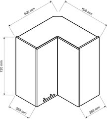Sisseehitatud kööginurgakapp NATALIA WRN P/L, hall цена и информация | Кухонные шкафчики | kaup24.ee