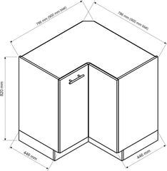 Напольный угловой кухонный шкаф NATALIA DRP P/L, серый цвет цена и информация | Кухонные шкафчики | kaup24.ee