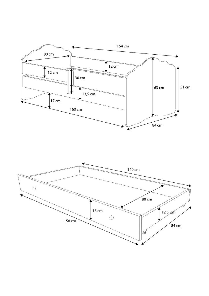 Lastevoodi Casimo Barrier Mermaid with a Star 160x80cm + madrats + sahtel hind ja info | Lastevoodid | kaup24.ee