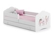 Lastevoodi Casimo Barrier Ballerina with Unicorn 160x80cm + madrats + sahtel hind ja info | Lastevoodid | kaup24.ee