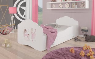 Lastevoodi Casimo Ballerina with Unicorn 160x80cm + madrats + sahtel цена и информация | Детские кровати | kaup24.ee