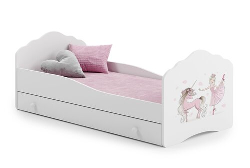 Lastevoodi Casimo Ballerina with Unicorn 160x80cm + madrats + sahtel hind ja info | Lastevoodid | kaup24.ee