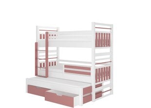 Детская кровать Hippo 208x97x175 см, белая/розовая цена и информация | Детские кровати | kaup24.ee