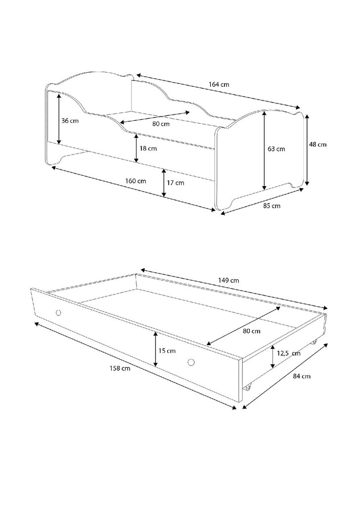 Lastevoodi Pepe II Barrier Ballerina 160x80cm + Madrats hind ja info | Lastevoodid | kaup24.ee