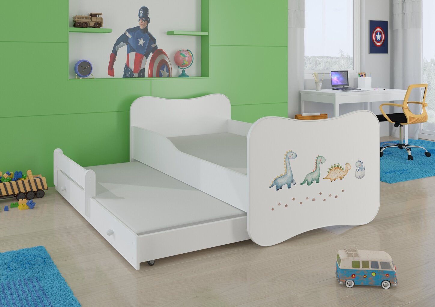 Lastevoodi Gonzalo II Dinosaurs 160x80cm + madrats hind ja info | Lastevoodid | kaup24.ee