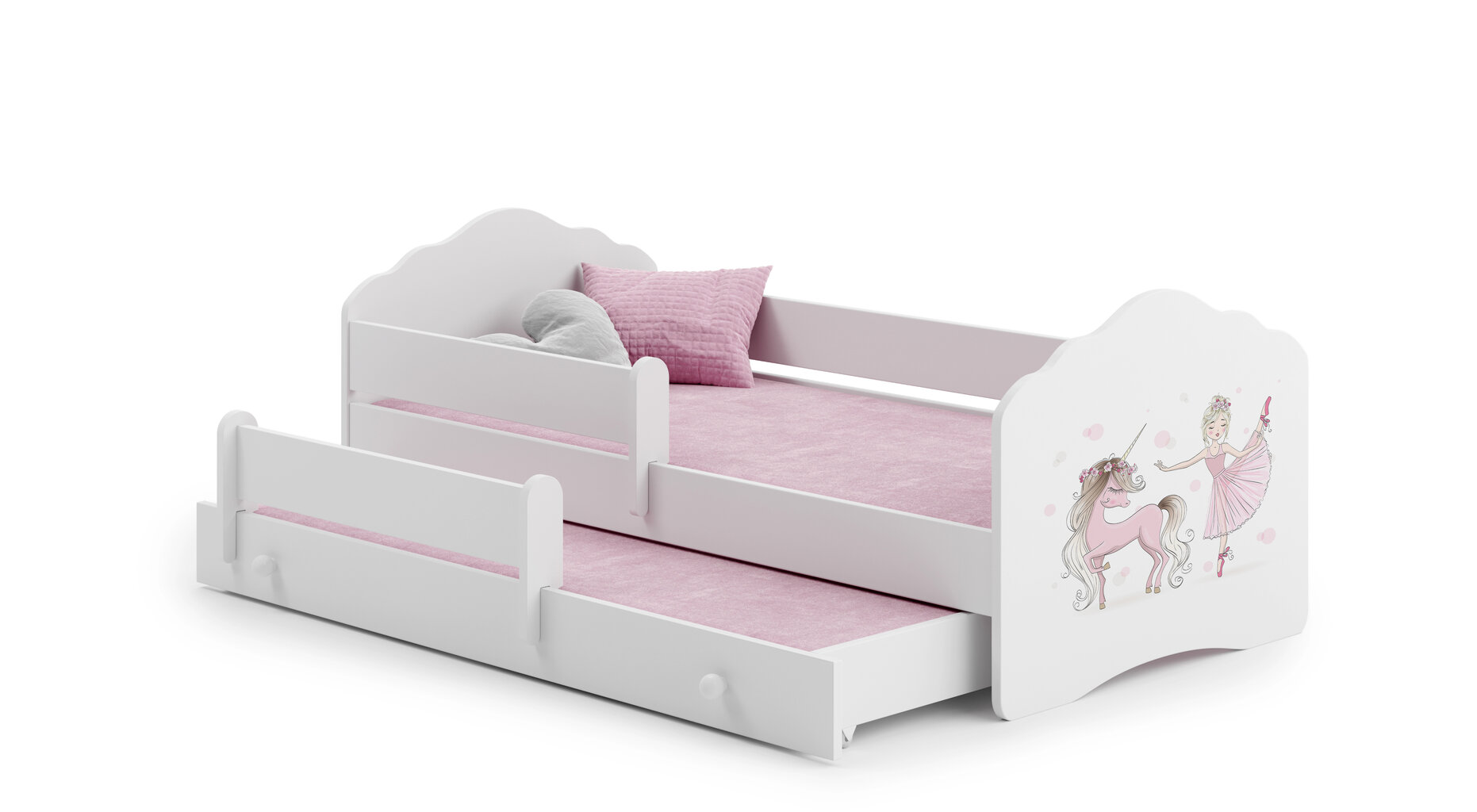 Lastevoodi Casimo II Barrier Ballerina with Unicorn 160x80cm + madrats hind ja info | Lastevoodid | kaup24.ee