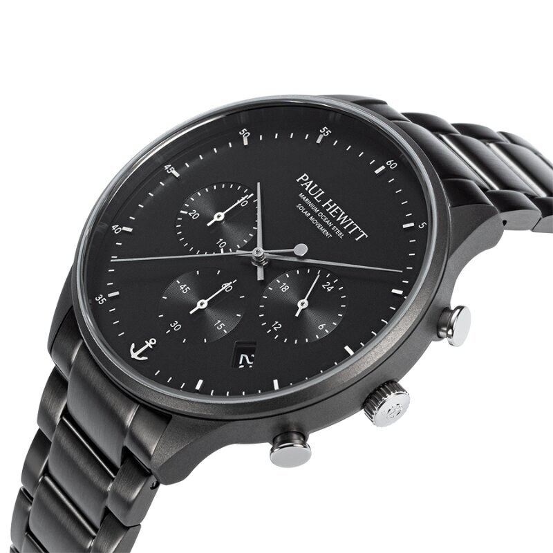 Meeste käekell Paul Hewitt Solar Chrono Gun Metal Black PH-W-0297 PH-W-0297 hind ja info | Meeste käekellad | kaup24.ee