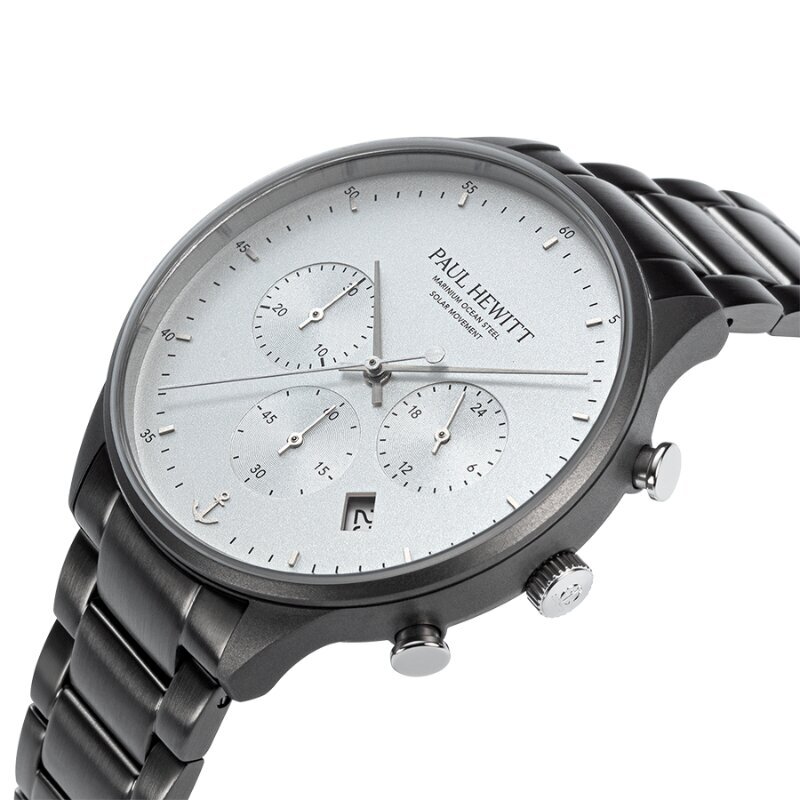 Meeste käekell Paul Hewitt Solar Chrono Gun Metal White PH-W-0298 PH-W-0298 hind ja info | Meeste käekellad | kaup24.ee