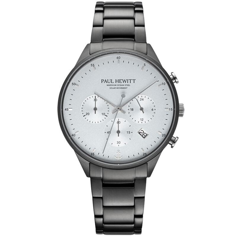 Meeste käekell Paul Hewitt Solar Chrono Gun Metal White PH-W-0298 PH-W-0298 hind ja info | Meeste käekellad | kaup24.ee