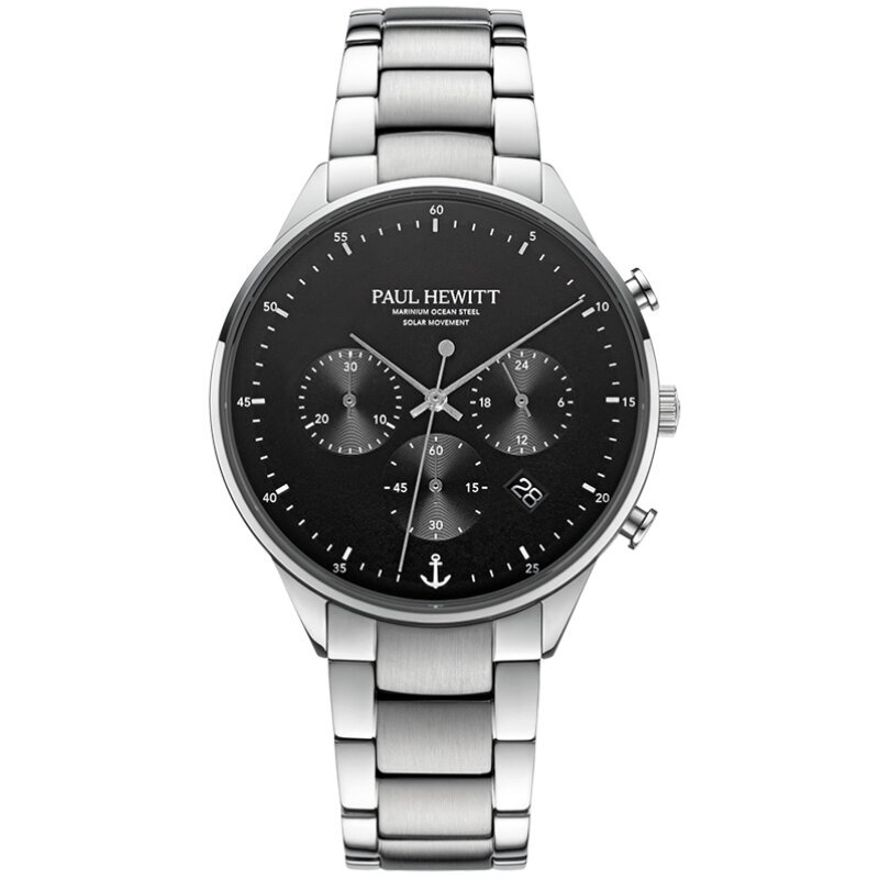 Meeste käekell Paul Hewitt Solar Chrono Silver Black PH-W-0301 PH-W-0301 цена и информация | Meeste käekellad | kaup24.ee