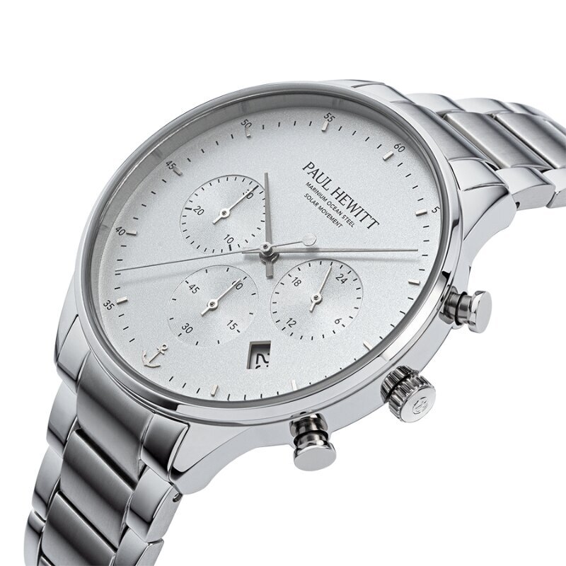 Meeste käekell Paul Hewitt Solar Chrono Silver White PH-W-0302 PH-W-0302 цена и информация | Meeste käekellad | kaup24.ee