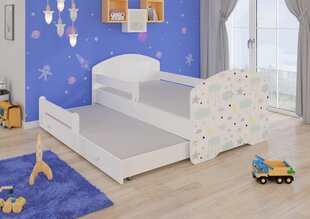 Lastevoodi Pepe II Barrier Galaxy 160x80cm + madrats цена и информация | Детские кровати | kaup24.ee