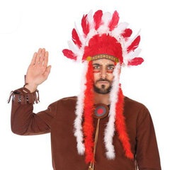 Индейский головной убор 58297 Красный американские индейцы цена и информация | Карнавальные костюмы | kaup24.ee