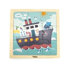 Деревянный пазл - Корабль, 9 деталей цена и информация | Игрушки для малышей | kaup24.ee