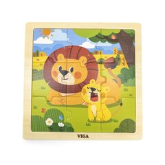Puidust puzzle - Lõvi, 9 tükki hind ja info | Imikute mänguasjad | kaup24.ee