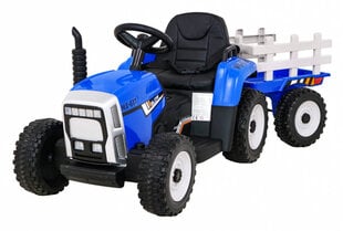 Большой электрический трактор с прицепом, синий цена и информация | Электромобили для детей | kaup24.ee
