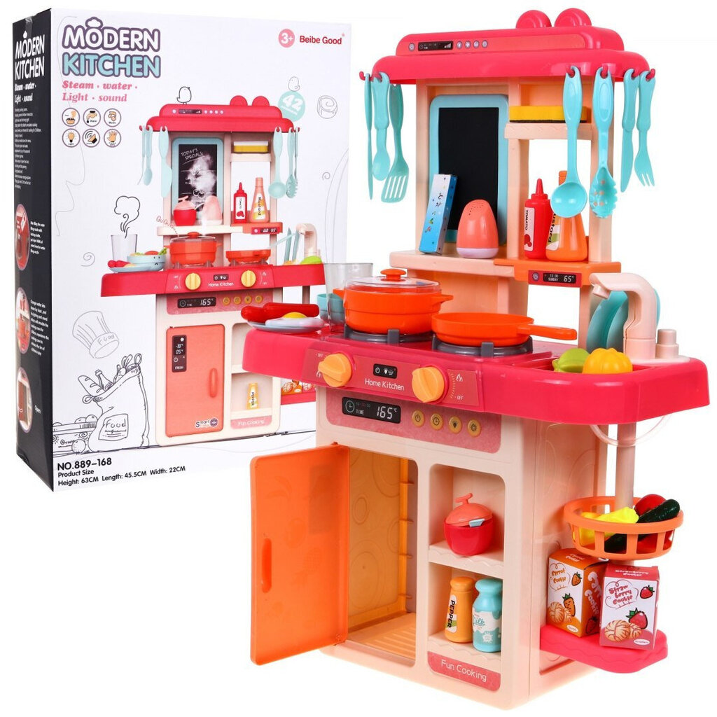 Kaasaegne kööginurk lastele, roosa, 63x22x45,5 цена и информация | Tüdrukute mänguasjad | kaup24.ee