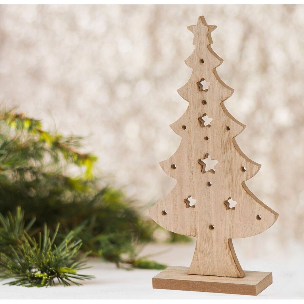 Dekoratiivne puidust jõulupuu, 32 cm hind ja info | Jõulukaunistused | kaup24.ee