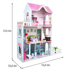 Деревянный кукольный домик с аксессуарами цена и информация | Игрушки для девочек | kaup24.ee
