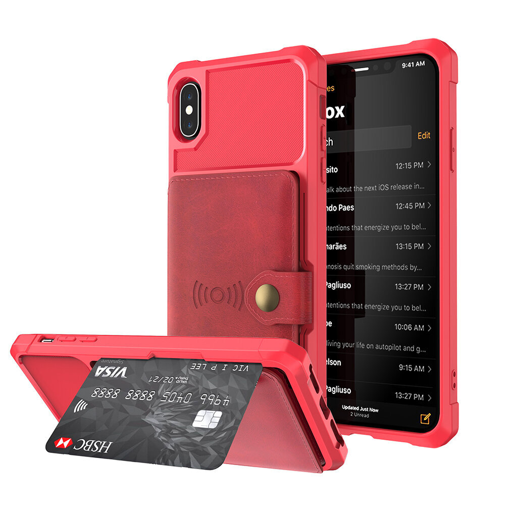 iPhone Xs Max (6,5″) Wallet ümbris – Punane цена и информация | Telefoni kaaned, ümbrised | kaup24.ee