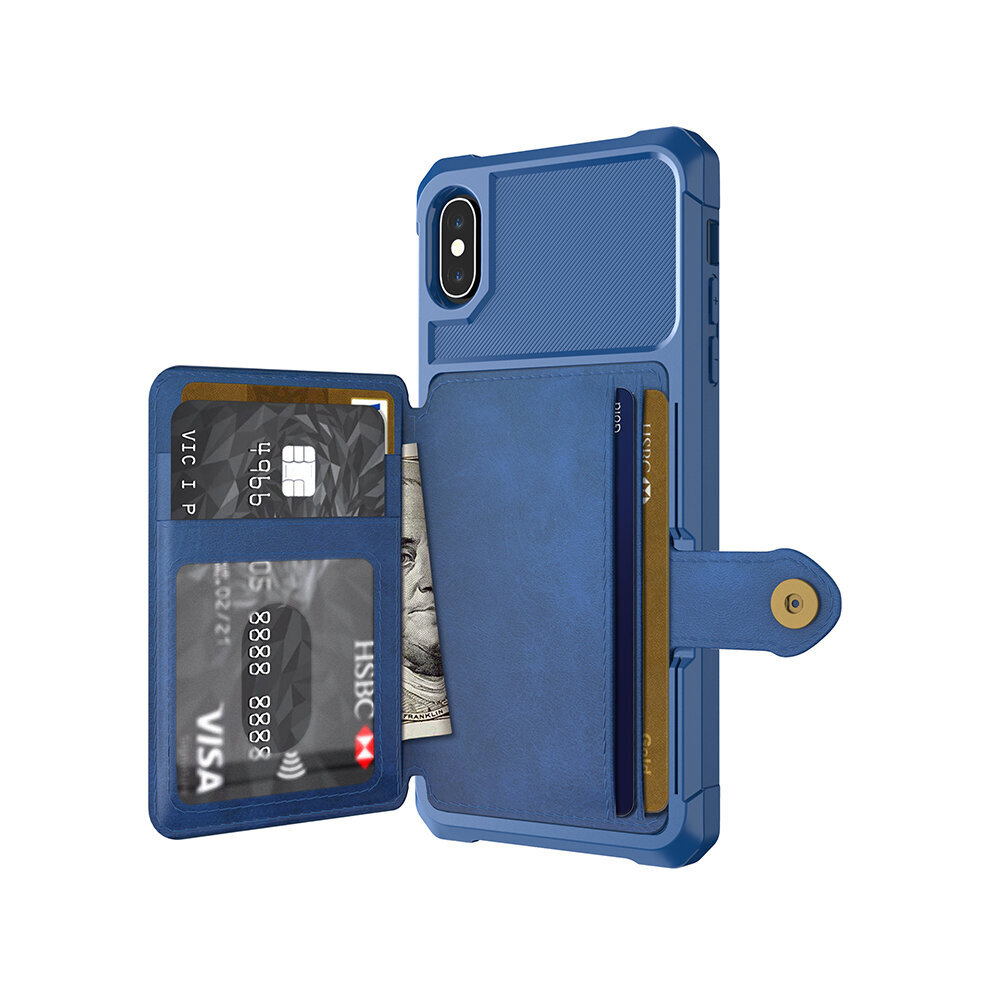iPhone Xs Max (6,5″) Wallet ümbris – Sinine цена и информация | Telefoni kaaned, ümbrised | kaup24.ee