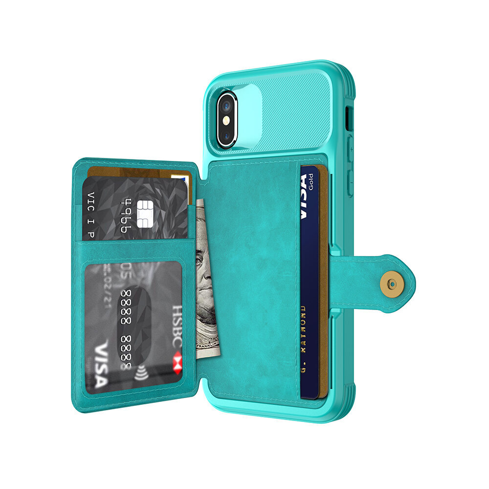 iPhone X/Xs (5,8″) Wallet ümbris – Roheline цена и информация | Telefoni kaaned, ümbrised | kaup24.ee