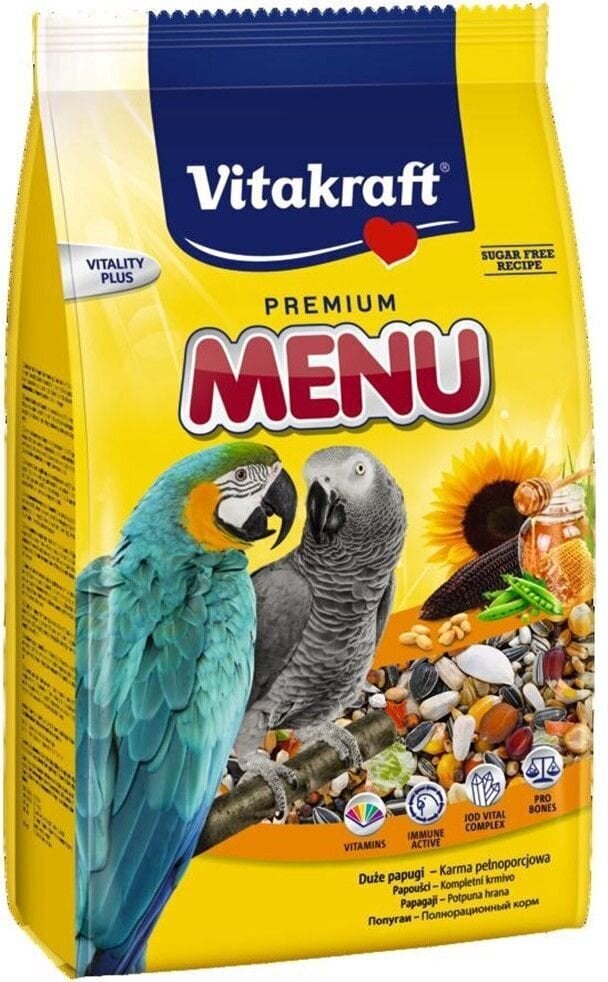Vitakraft premium menüütoit 1kg papagoidele 2110601 hind ja info | Linnutoidud | kaup24.ee
