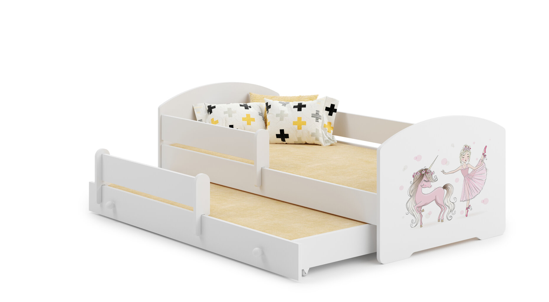 Lastevoodi Pepe II Barrier Ballerina with Unicorn 160x80cm + madrats цена и информация | Lastevoodid | kaup24.ee