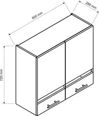 Навесной кухонный шкаф со стеклом Clara, графит цена и информация | Кухонные шкафчики | kaup24.ee