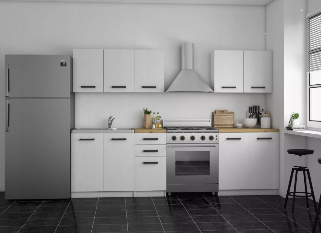 Köök Ava, valget värvi hind ja info | Köögikapid | kaup24.ee