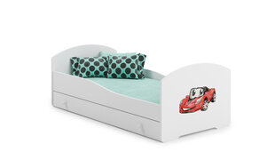 Lastevoodi Pepe Red Car 160x80cm + madrats + sahtel hind ja info | Lastevoodid | kaup24.ee