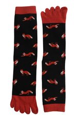Хлопковые пальчиковые носки чёрного цвета с изображением милых лис FOX цена и информация | Женские носки | kaup24.ee